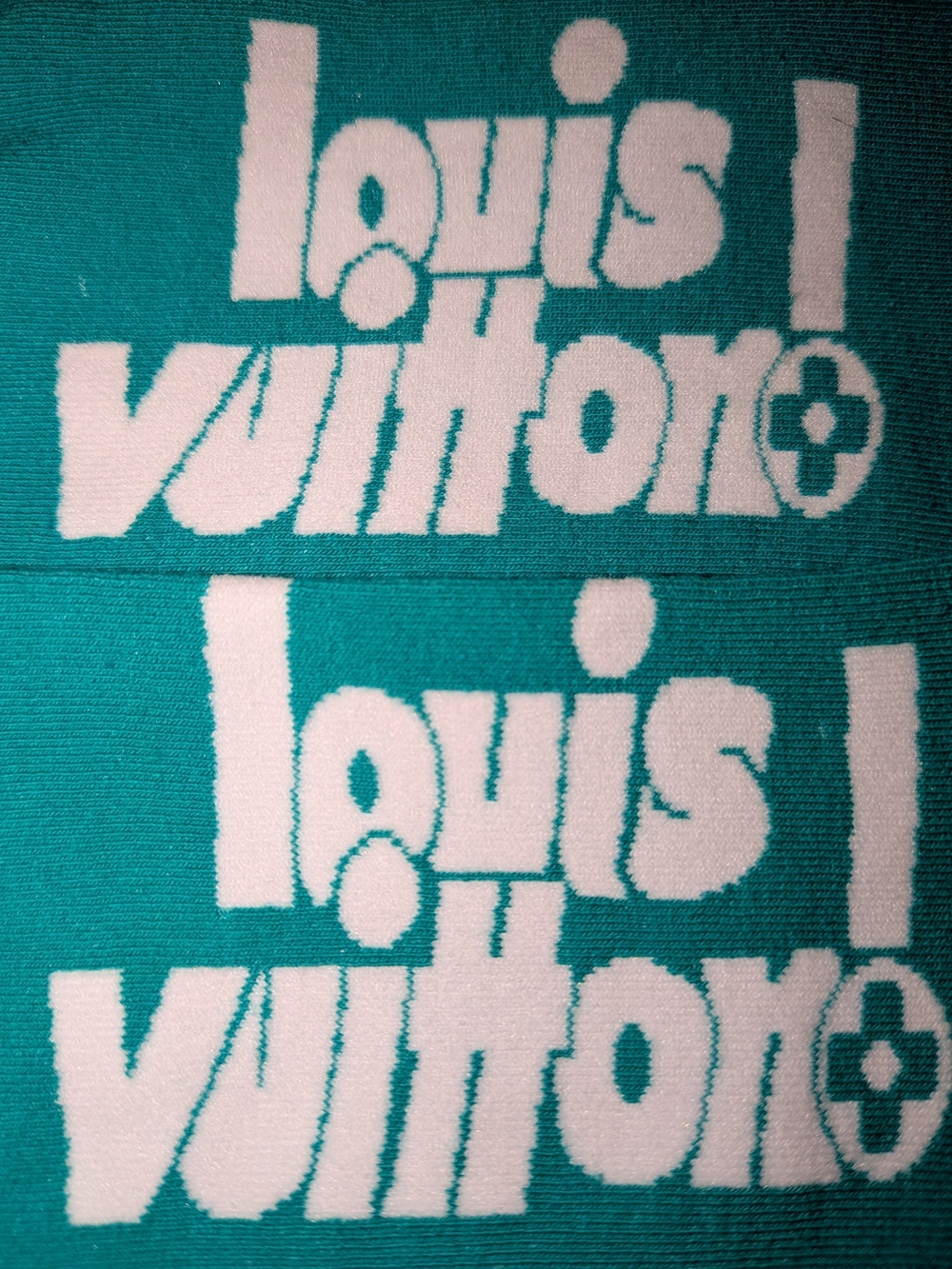 Louis Vuitton Turquoise Logo Crew Socks - Picture 5 of 6